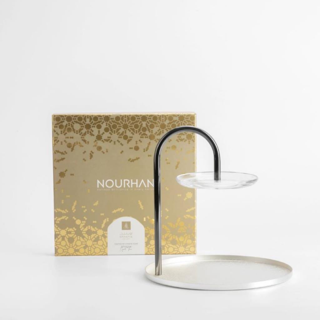 2 Layer Stand With Holder From Nourhan - Matt Silver + Shining Silver
